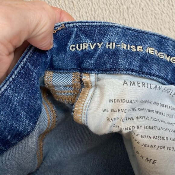American Eagle Womens Jeans 4 Short Distressed High Rise Skinny Jeggings Blue - Picture 9 of 16
